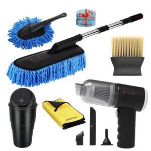 6Pcs-Cars Cleaning Kit Car Accessories 2026 Car Duster Microfiber Brush Big-1 | 1 Vacuum | 1 Dustbin | 1 Microfiber Cloth | 2 Interior Cleaning Brush (6)