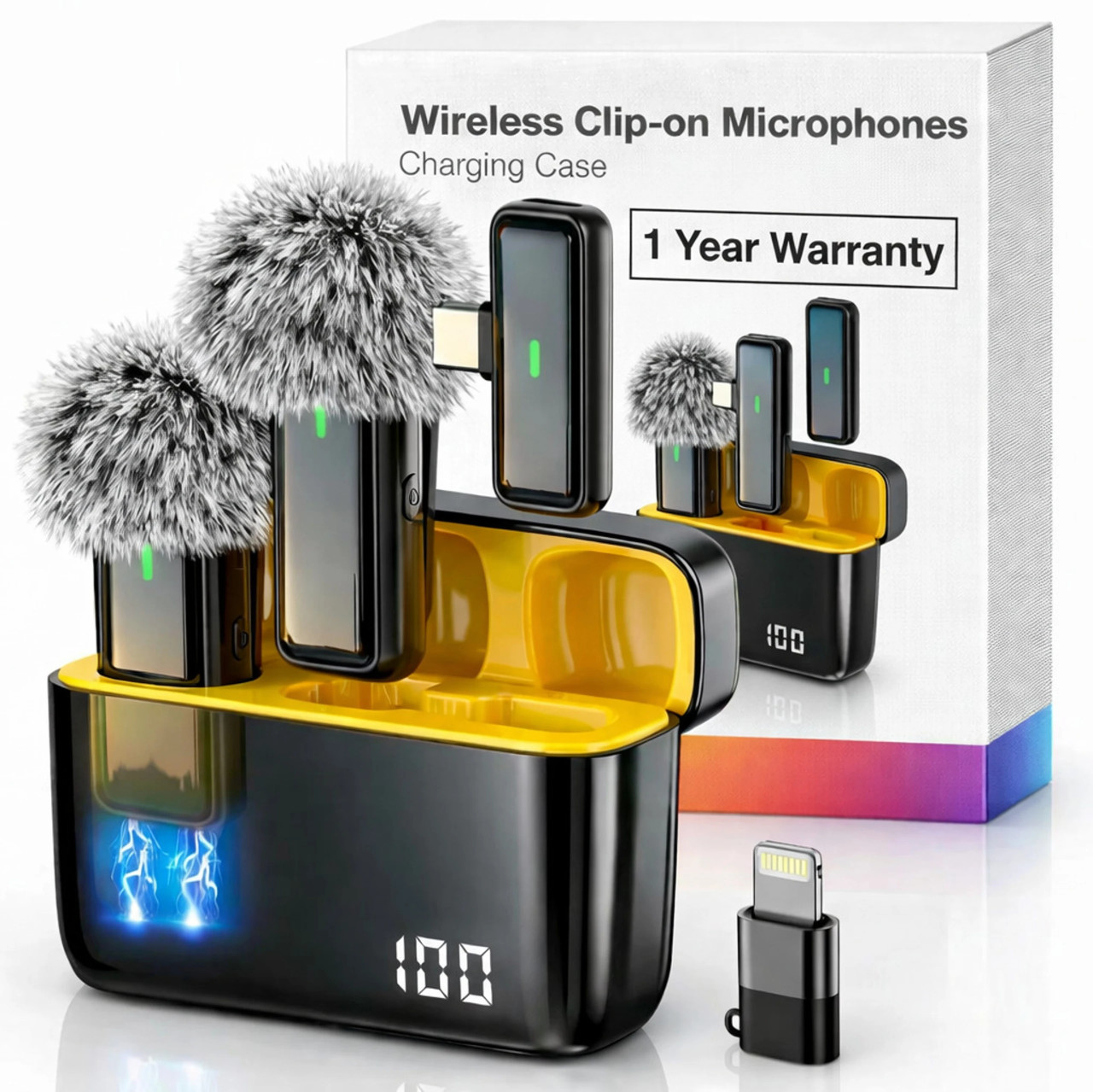 mianix Clip On Mic 48H Battery Backup, 20m Working Range, Type C Fast Charging Microphone
