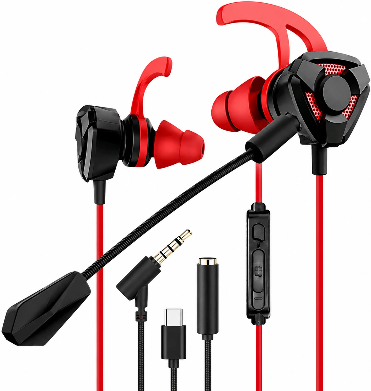 Mianix Gaming Earphone with Mic and Noise cancellation Wired Headset (Red, In the Ear)