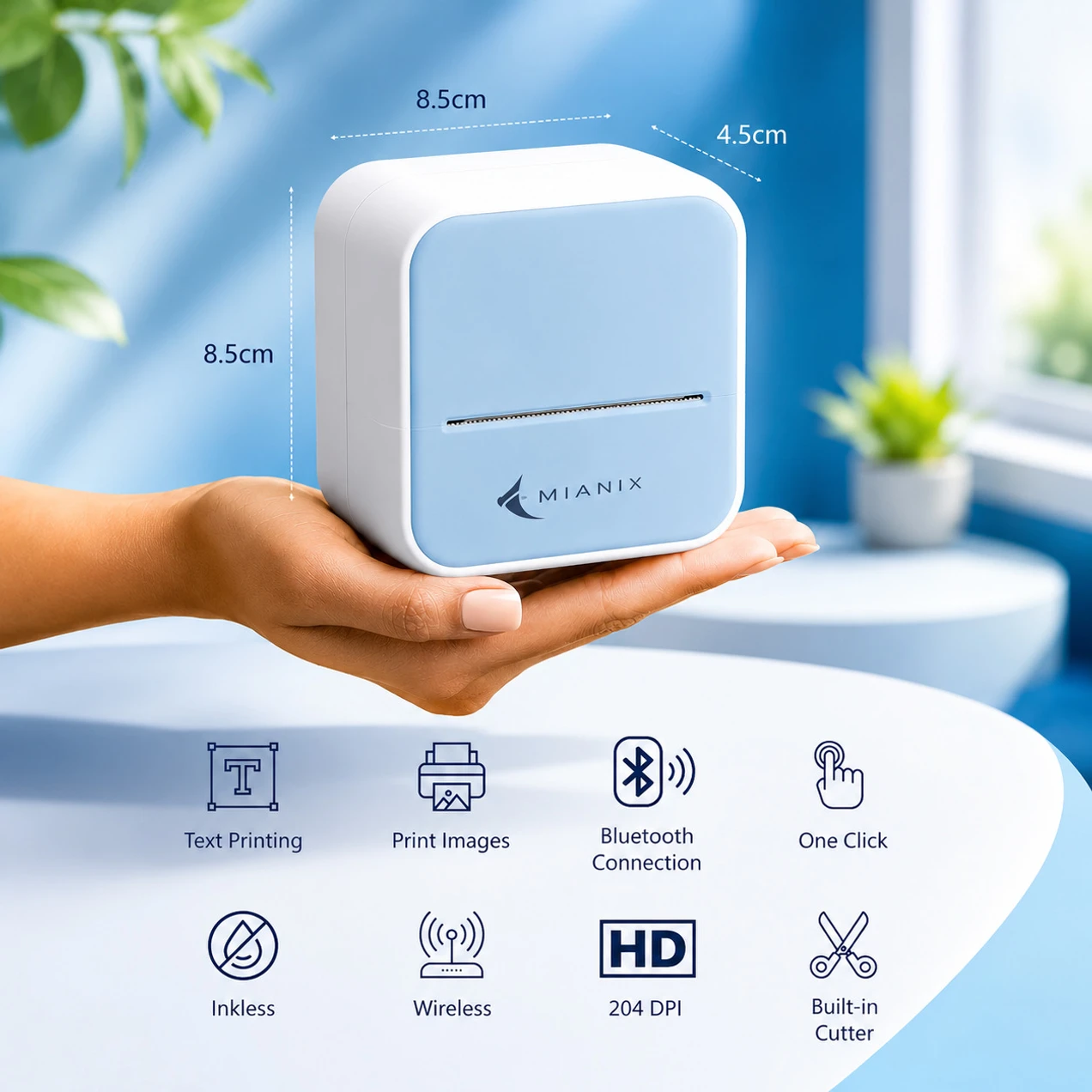 Mianix MX Mini Pocket Printer | Portable Bluetooth Thermal Printer, Inkless Printing