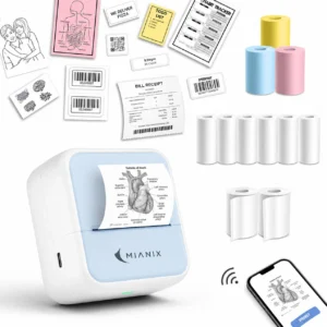 Mianix MX Mini Pocket Printer | Portable Bluetooth Thermal Printer, Inkless Printing