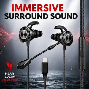 mianix Type C Gaming Earphones with Noise cancellation & Bass Wired Gaming Headset (Black, In the Ear)