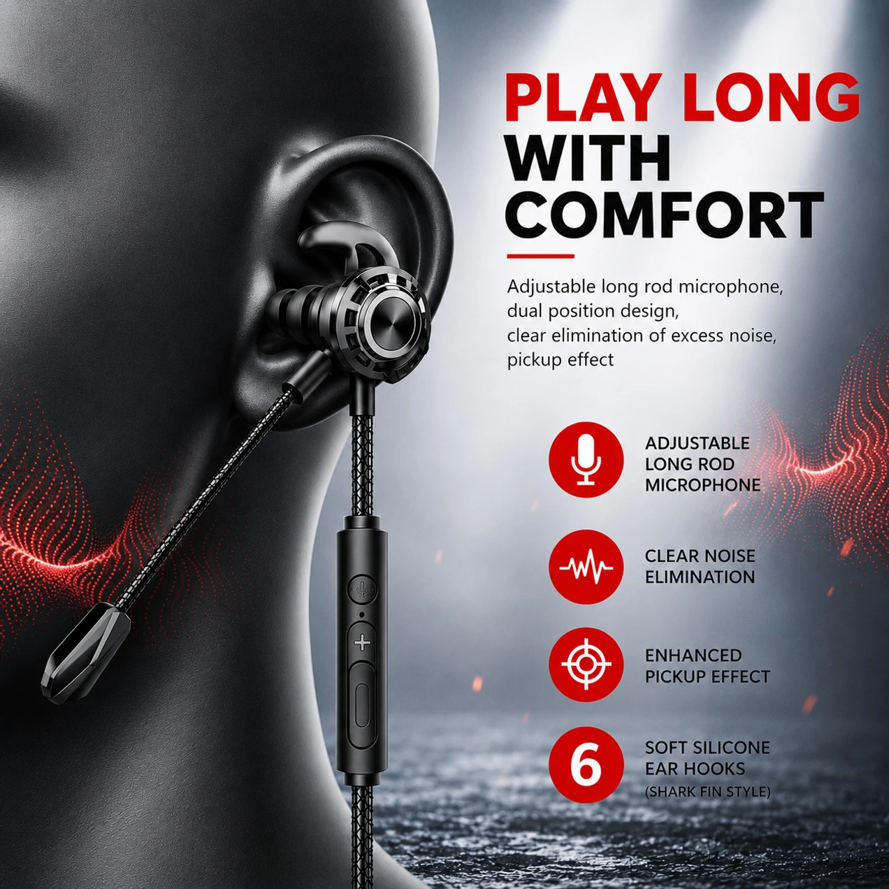 mianix Type C Gaming Earphones with Noise cancellation & Bass Wired Gaming Headset (Black, In the Ear)