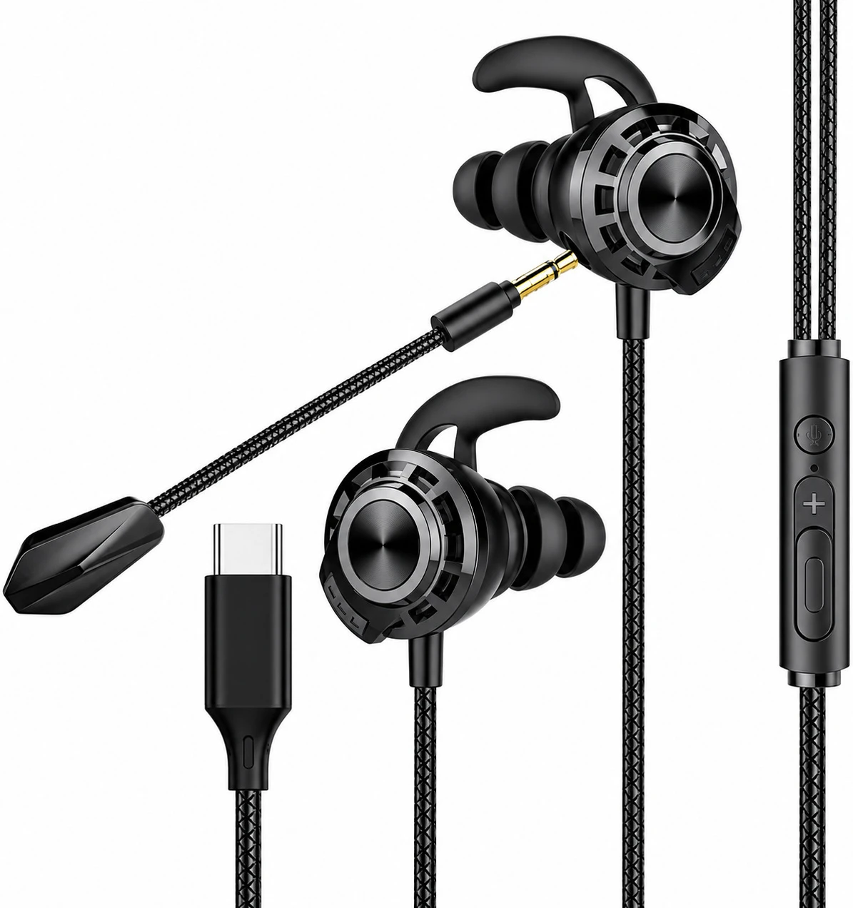 mianix Type C Gaming Earphones with Noise cancellation & Bass Wired Gaming Headset (Black, In the Ear)